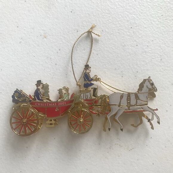 2001 WHITE HOUSE Christmas Ornament Historical Association Carriage Johnson EUC - Picture 3 of 10